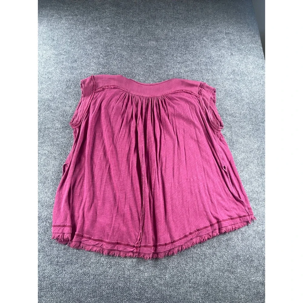 Free People Magenta Pink Sleeveless Babydoll Henley Tunic Top XS